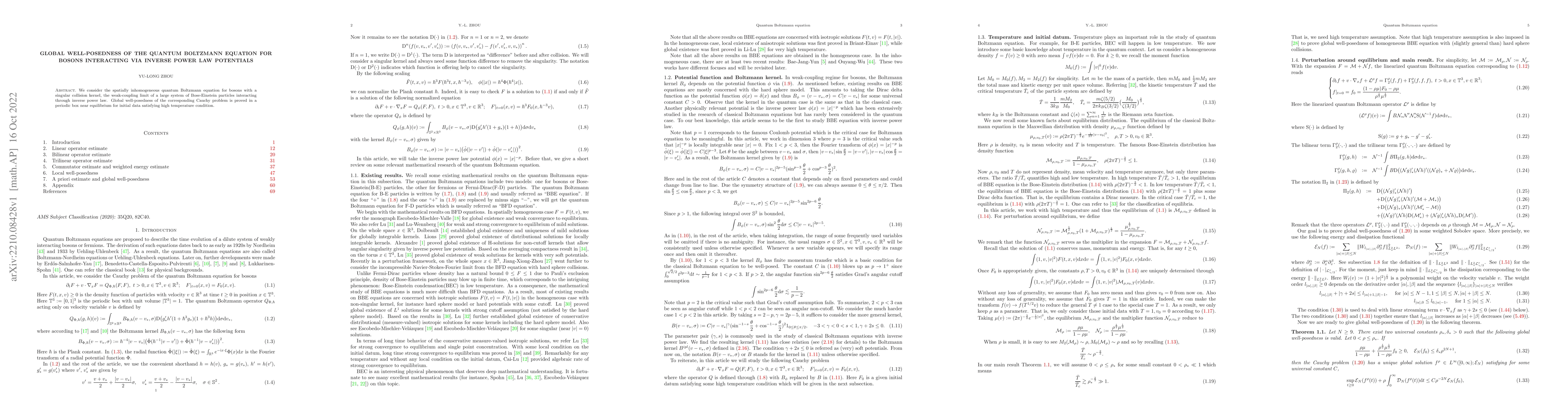 Thumbnail for Global well-posedness of the quantum Boltzmann equation for bosons
  interacting via inverse power law potentials