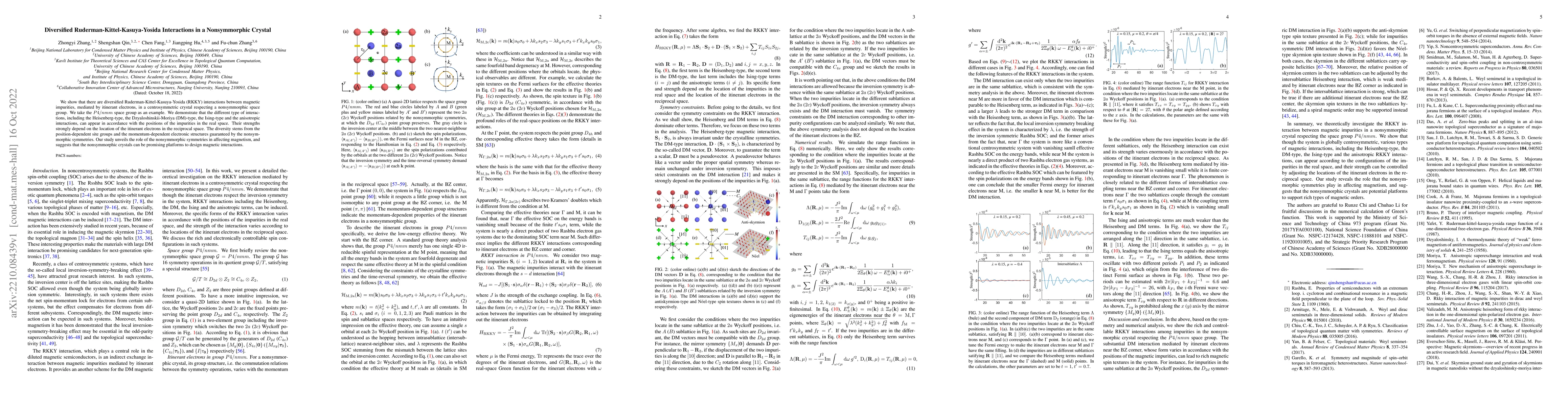 Thumbnail for Diversified Ruderman-Kittel-Kasuya-Yosida Interactions in a
  Nonsymmorphic Crystal