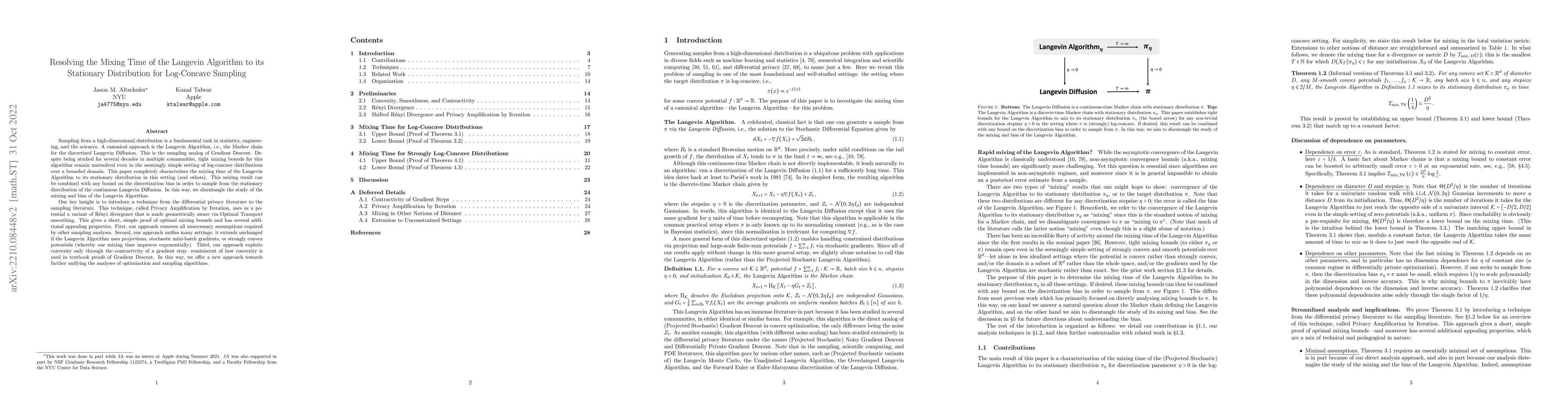 Thumbnail for Resolving the Mixing Time of the Langevin Algorithm to its Stationary
  Distribution for Log-Concave Sampling
