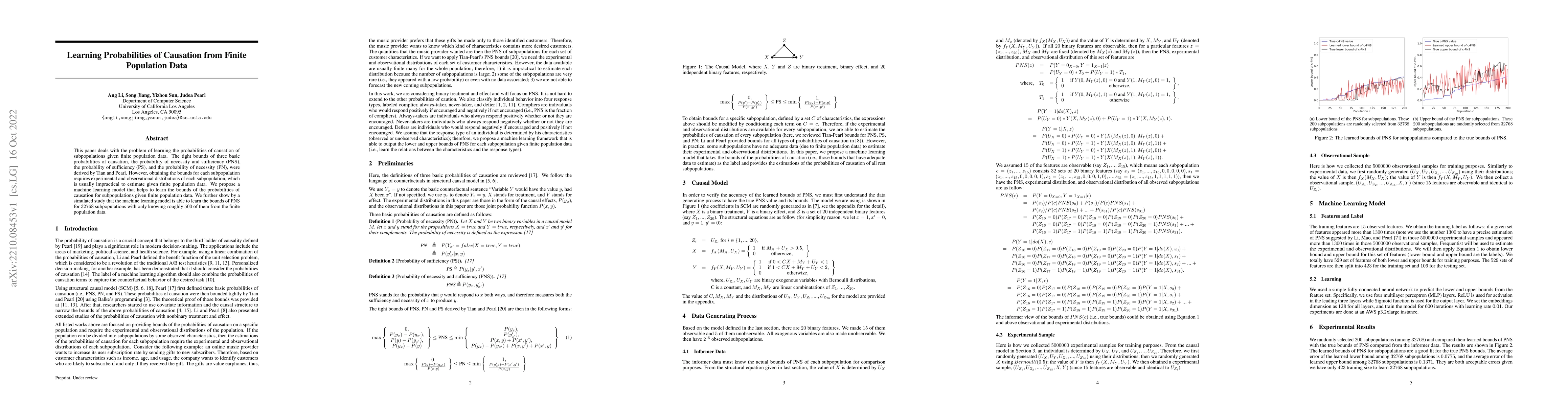 Thumbnail for Learning Probabilities of Causation from Finite Population Data