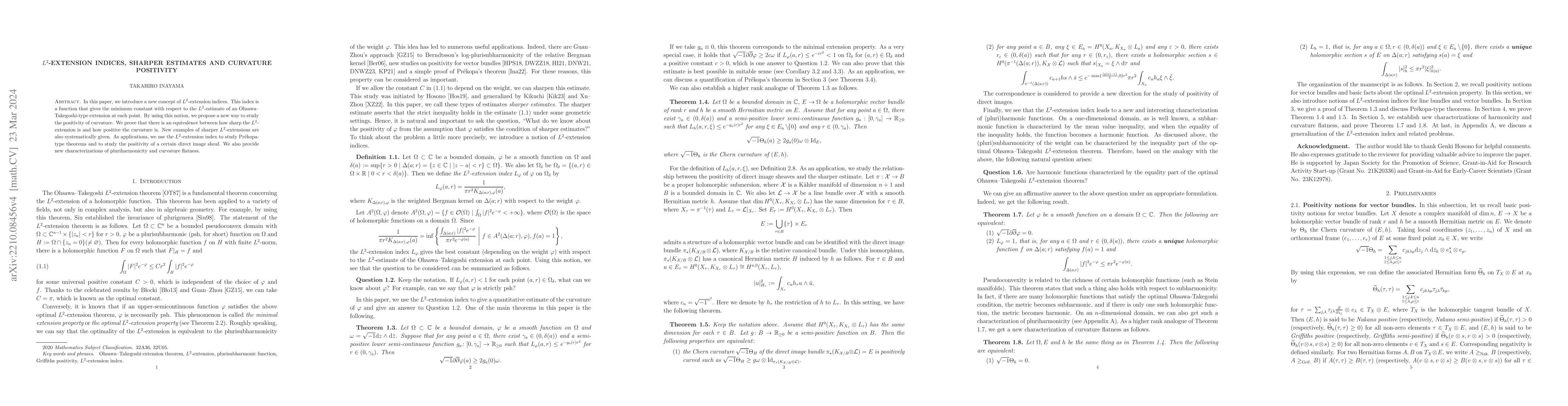 Thumbnail for $L^2$-extension indices, sharper estimates and curvature positivity