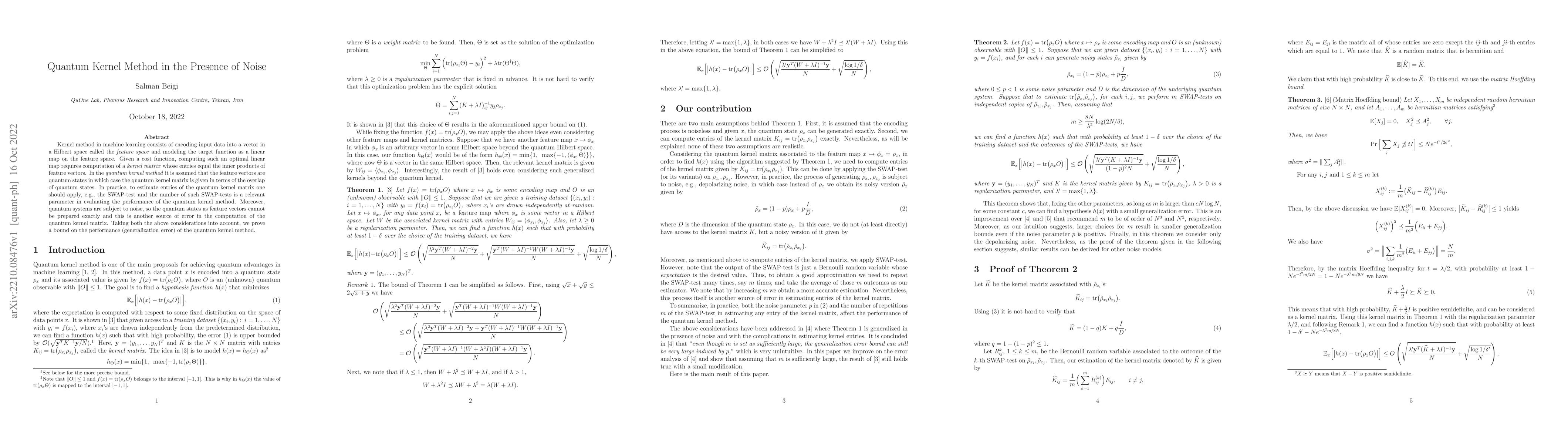 Thumbnail for Quantum Kernel Method in the Presence of Noise