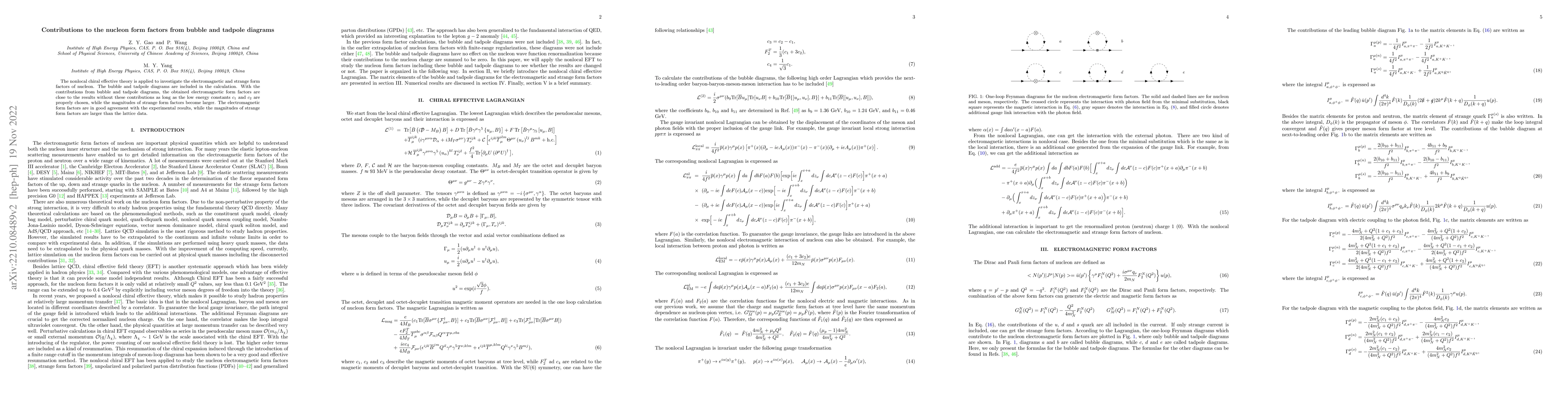 Thumbnail for Contributions to the nucleon form factors from bubble and tadpole
  diagrams