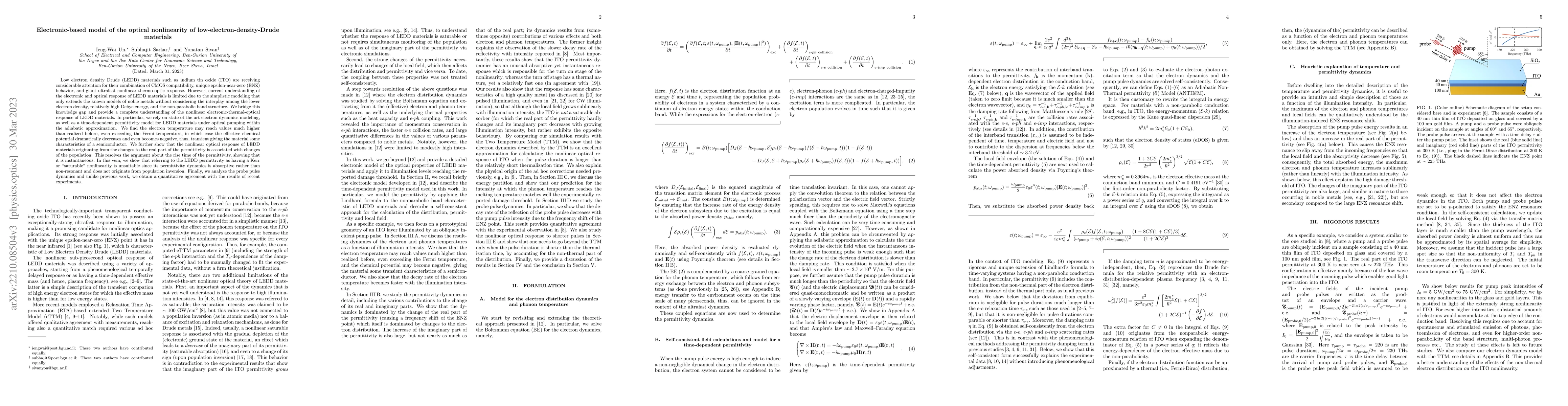 Thumbnail for An electronic-based model of the optical nonlinearity of
  low-electron-density-Drude materials
