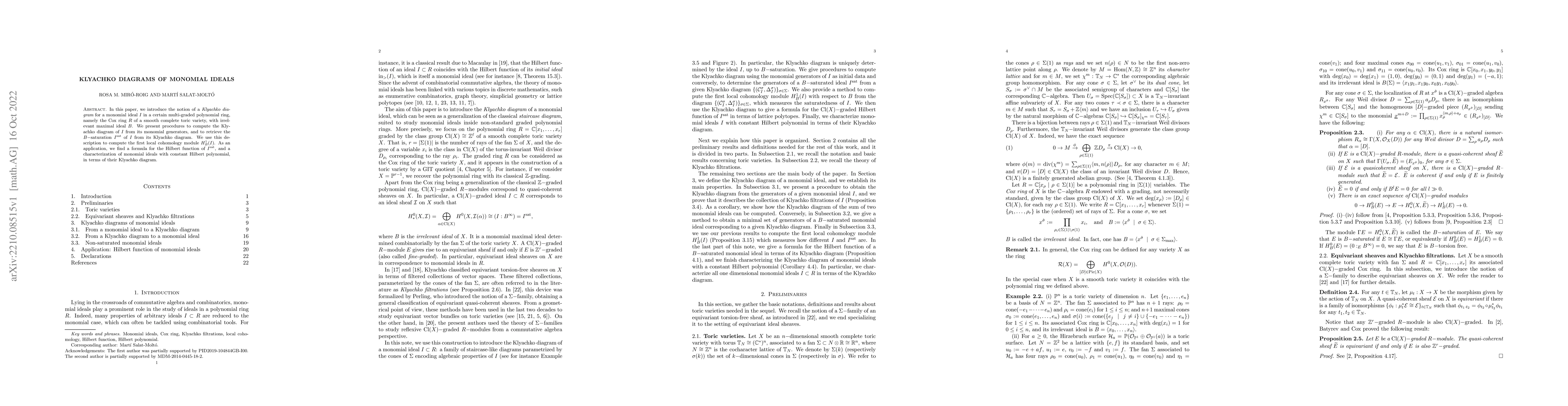 Thumbnail for Klyachko diagrams of monomial ideals