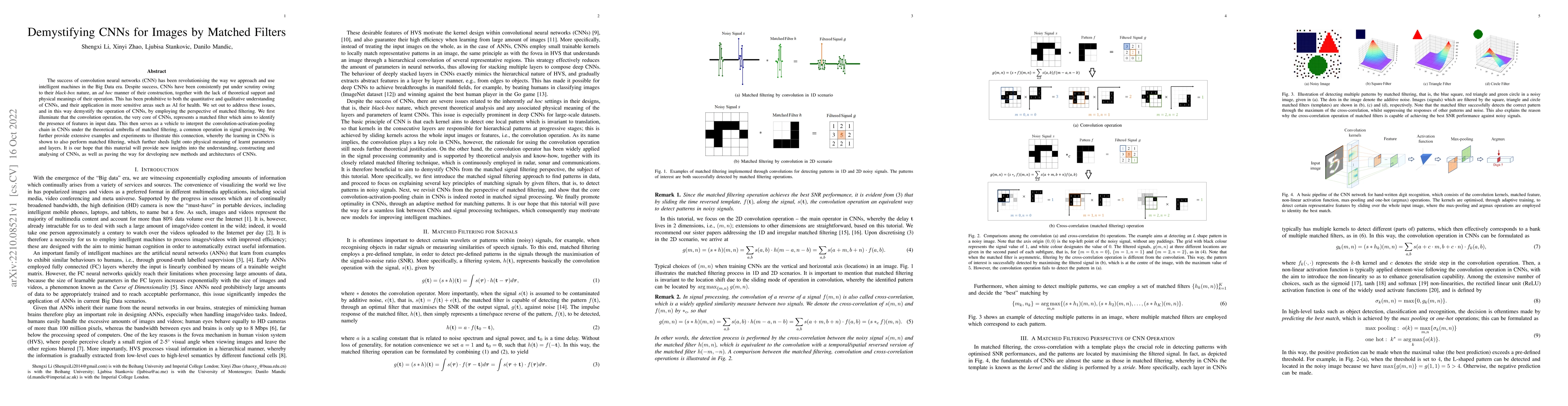 Thumbnail for Demystifying CNNs for Images by Matched Filters
