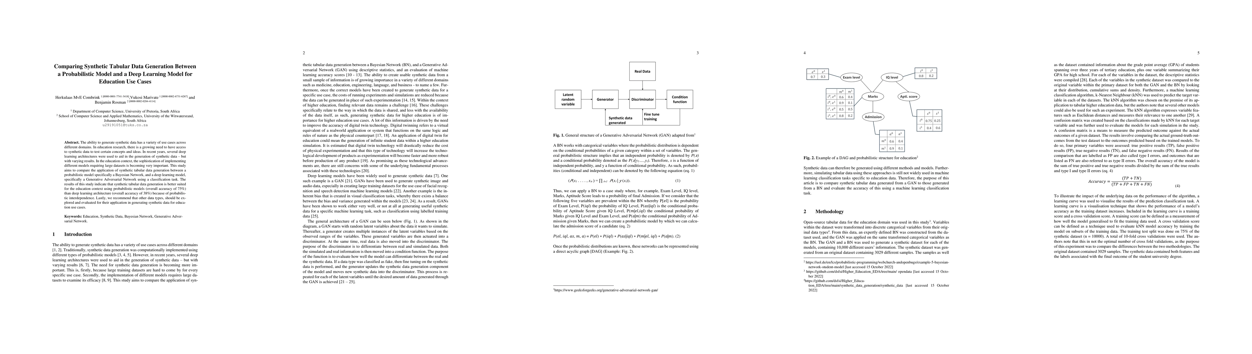 Thumbnail for Comparing Synthetic Tabular Data Generation Between a Probabilistic
  Model and a Deep Learning Model for Education Use Cases