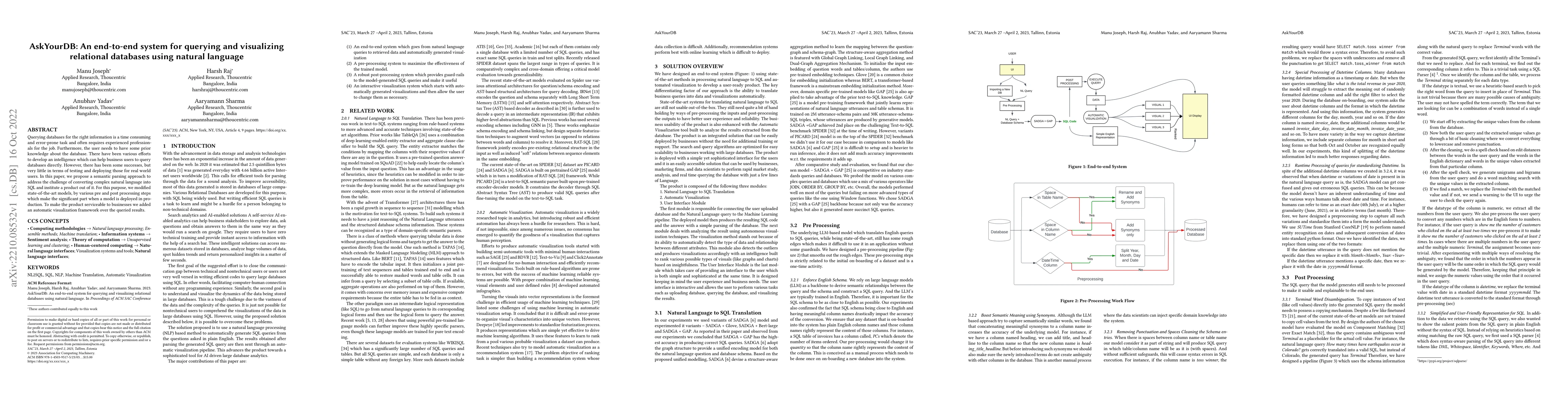 Thumbnail for AskYourDB: An end-to-end system for querying and visualizing relational
  databases using natural language
