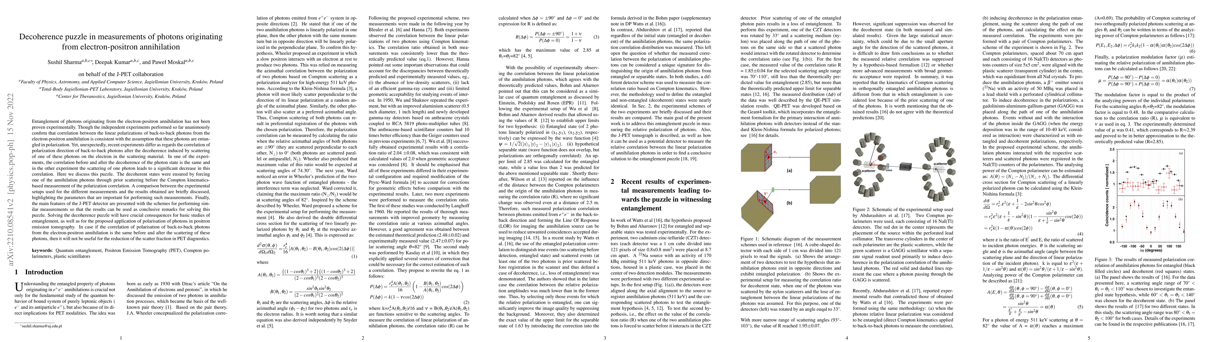 Thumbnail for Decoherence puzzle in measurements of photons originating from
  electron-positron annihilation