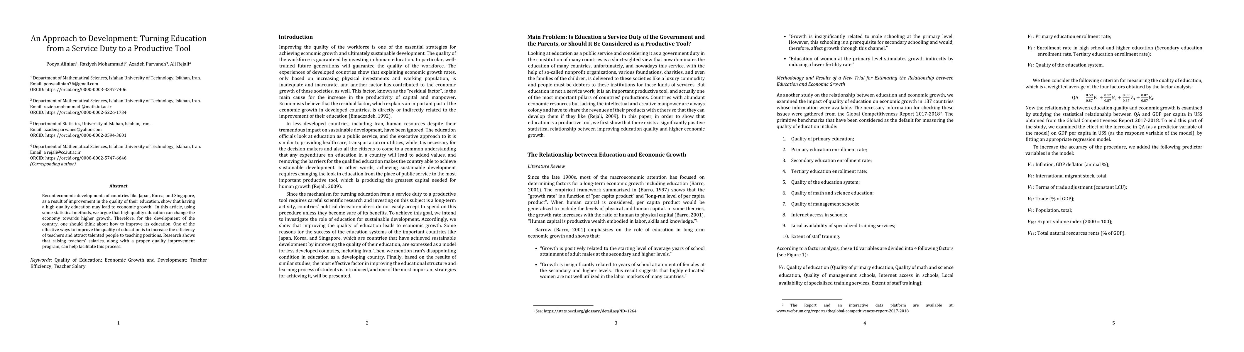 Thumbnail for An Approach to Development: Turning Education from a Service Duty to a
  Productive Tool