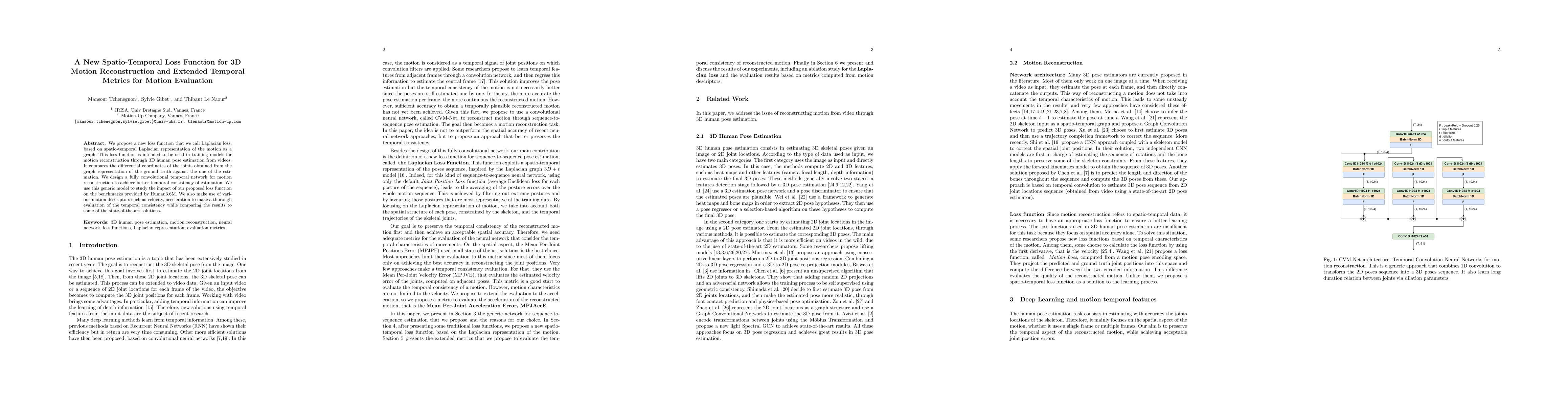 Thumbnail for A New Spatio-Temporal Loss Function for 3D Motion Reconstruction and
  Extended Temporal Metrics for Motion Evaluation