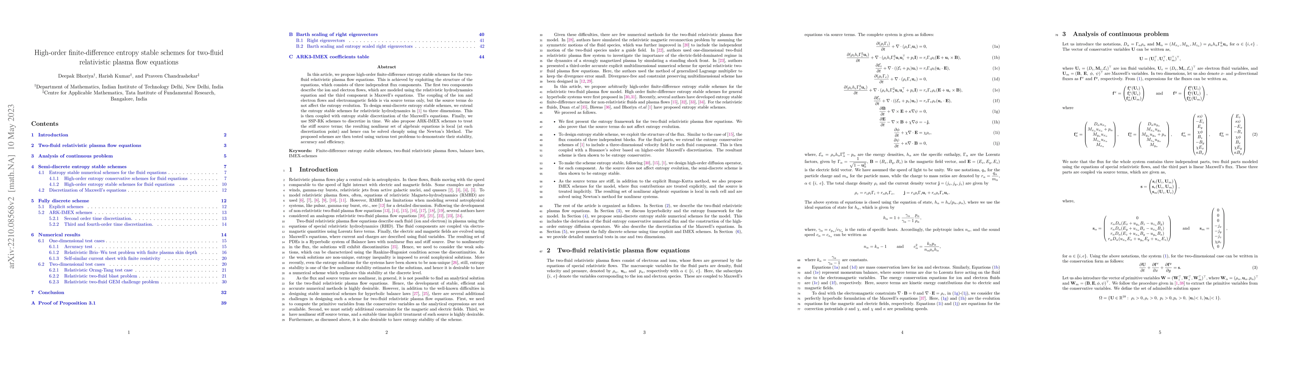 Thumbnail for High-order finite-difference entropy stable schemes for two-fluid
  relativistic plasma flow equations