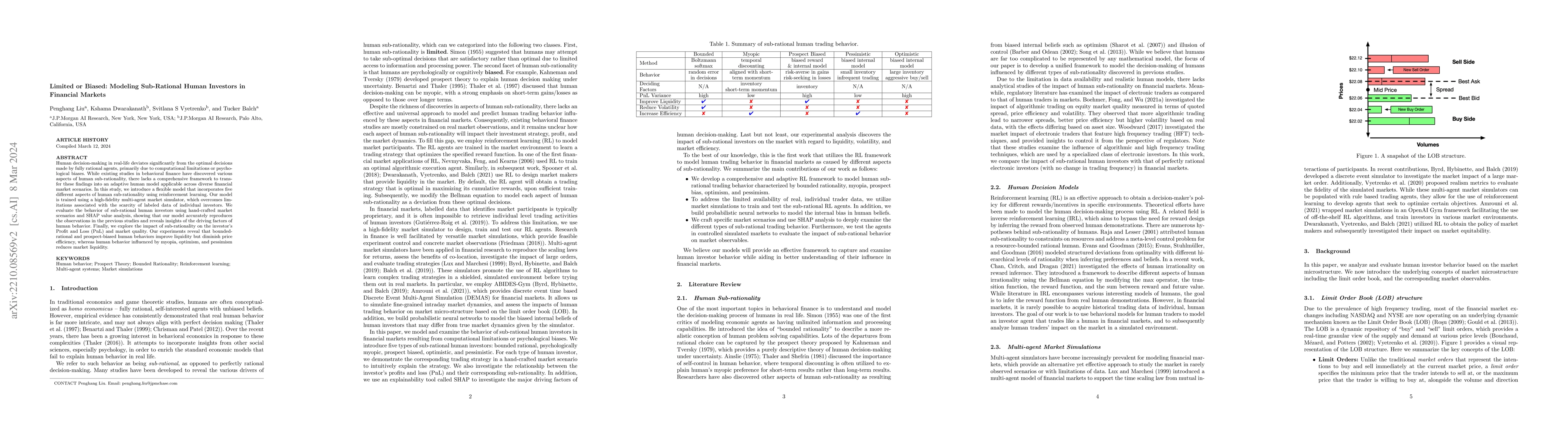 Thumbnail for Limited or Biased: Modeling Sub-Rational Human Investors in Financial
  Markets