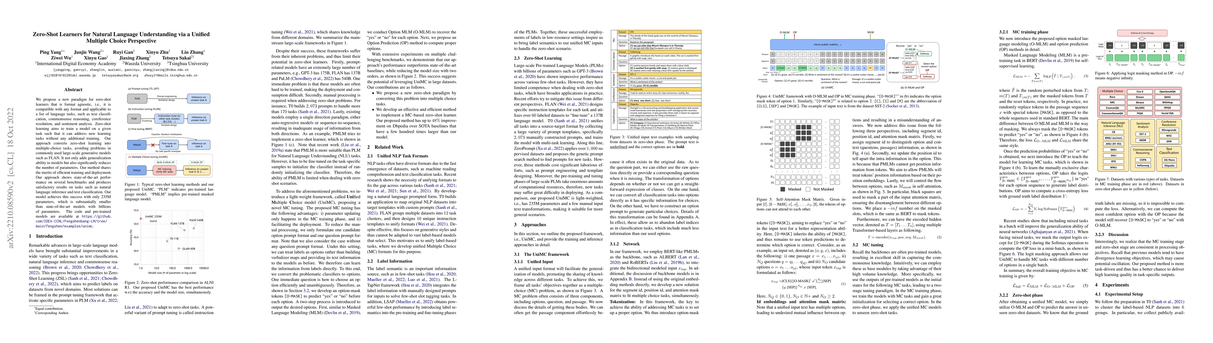 Thumbnail for Zero-Shot Learners for Natural Language Understanding via a Unified
  Multiple Choice Perspective