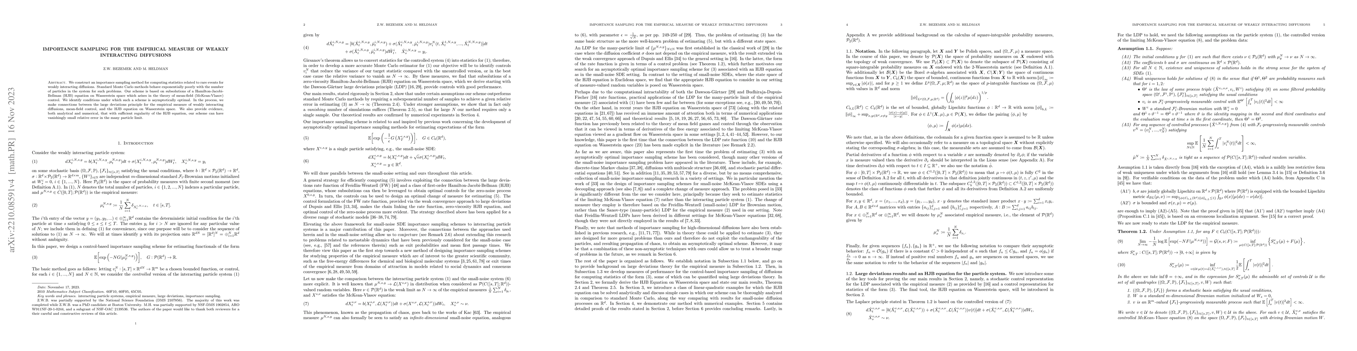 Thumbnail for Importance Sampling for the Empirical Measure of Weakly Interacting
  Diffusions
