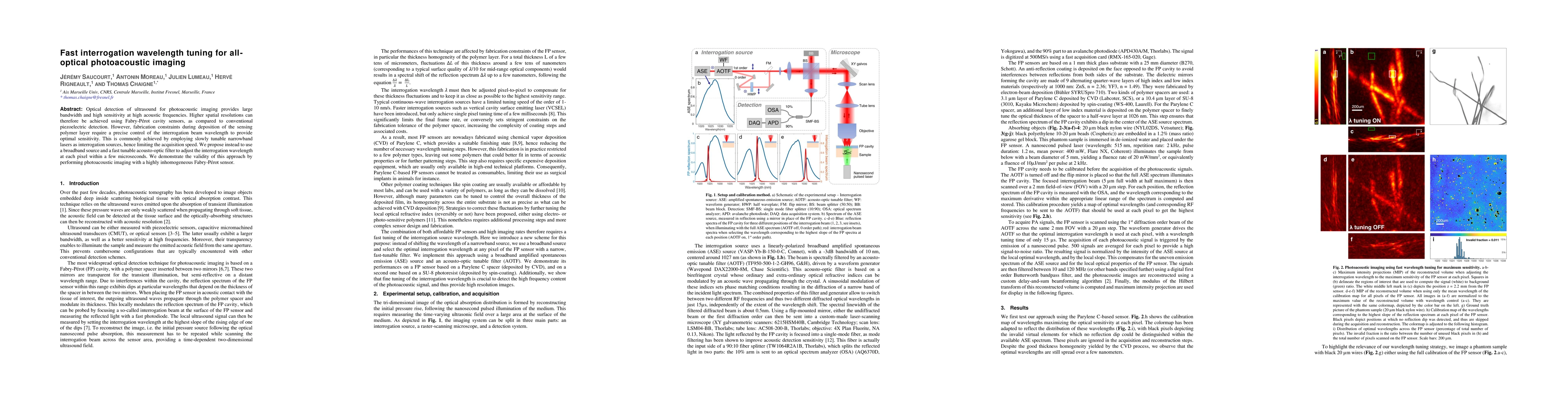 Thumbnail for Fast interrogation wavelength tuning for all-optical photoacoustic
  imaging