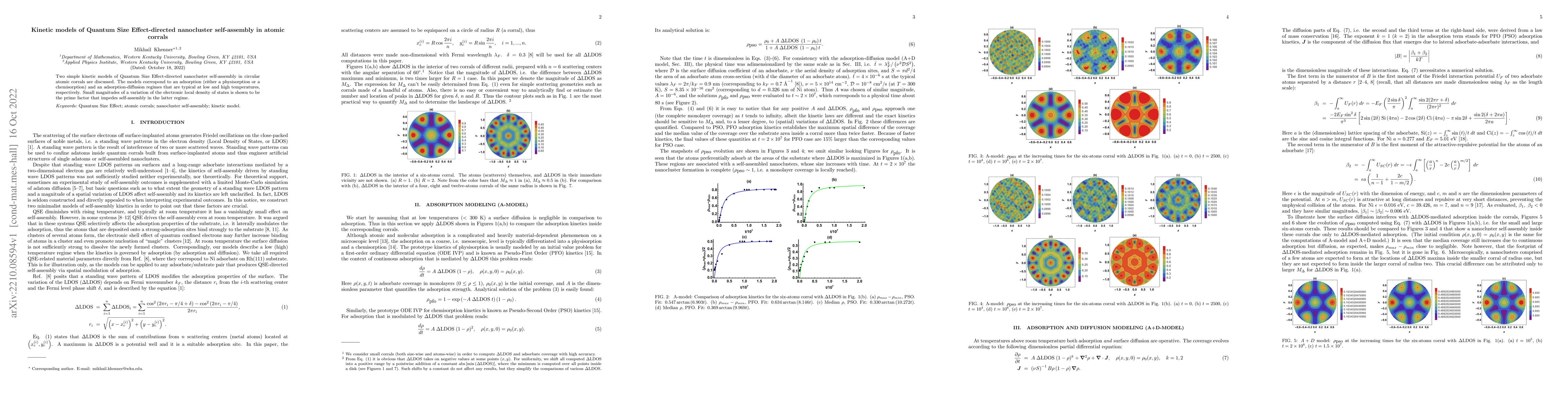Thumbnail for Kinetic models of Quantum Size Effect-directed nanocluster self-assembly
  in atomic corrals
