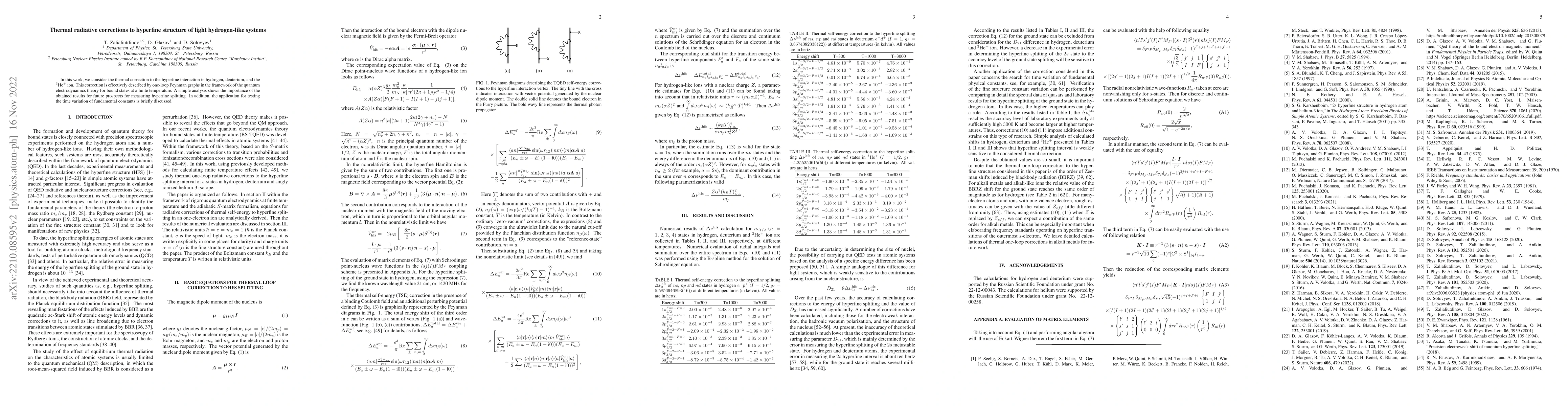 Thumbnail for Thermal radiative corrections to hyperfine structure of light
  hydrogen-like systems