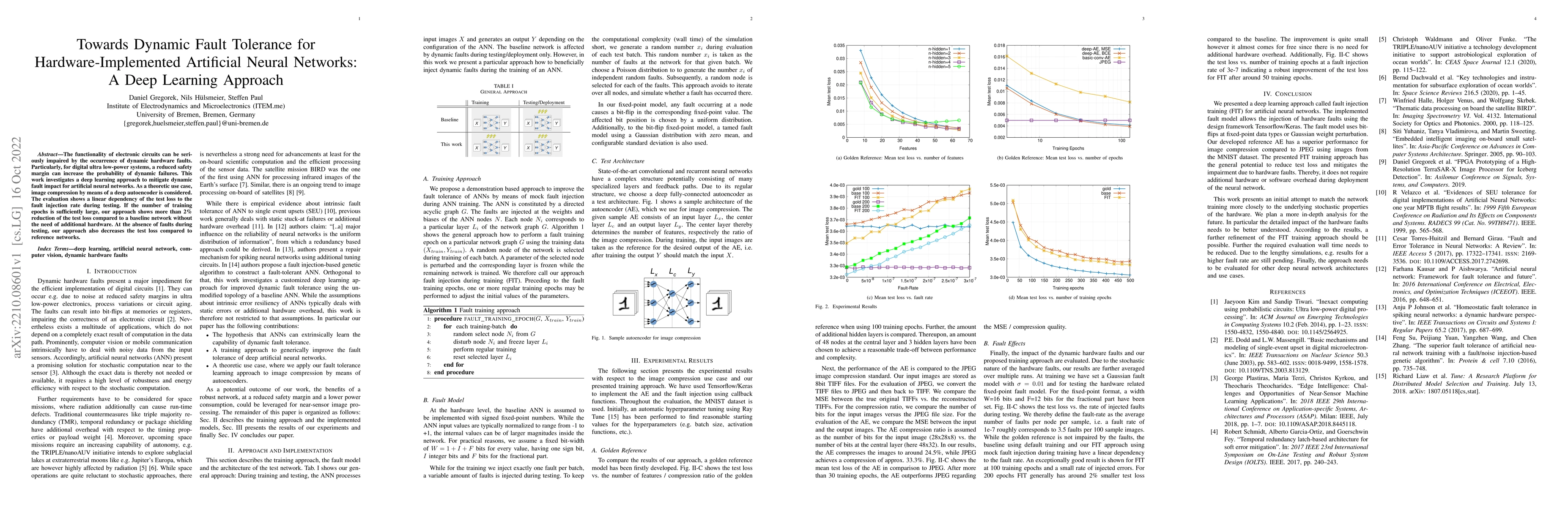 Thumbnail for Towards Dynamic Fault Tolerance for Hardware-Implemented Artificial
  Neural Networks: A Deep Learning Approach