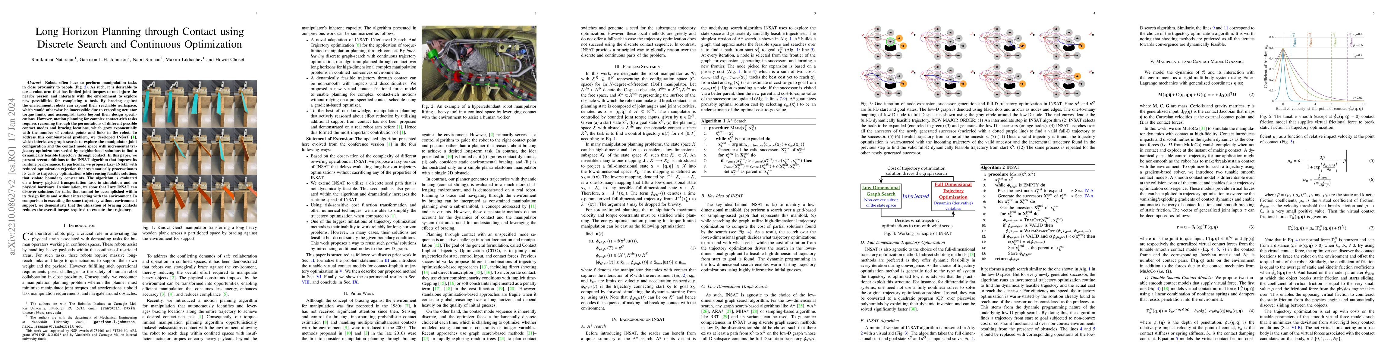 Thumbnail for Long Horizon Planning through Contact using Discrete Search and
  Continuous Optimization