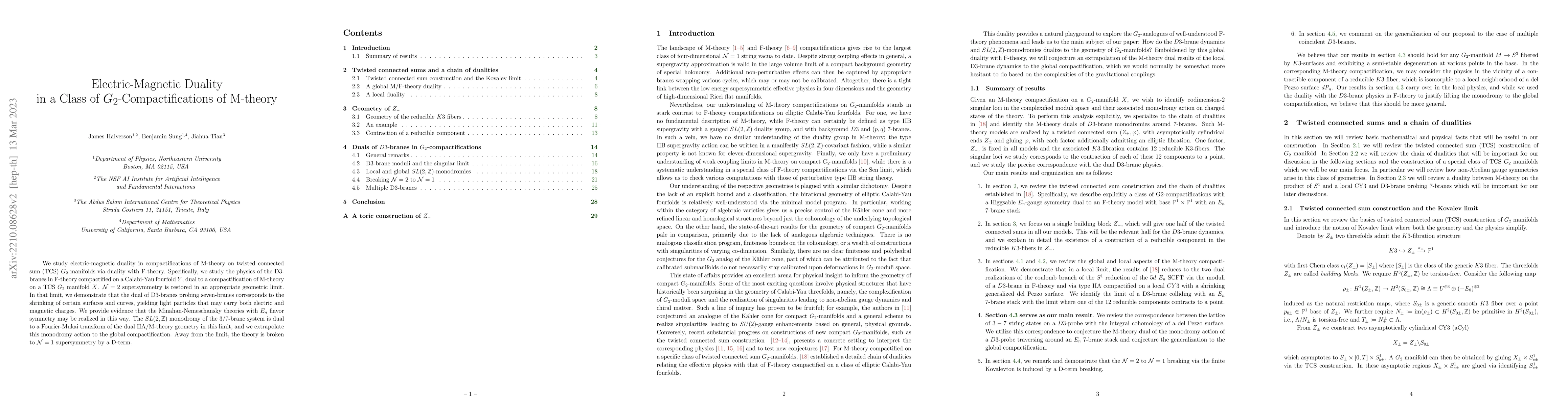 Thumbnail for Electric-Magnetic Duality in a Class of $G_2$-Compactifications of
  M-theory