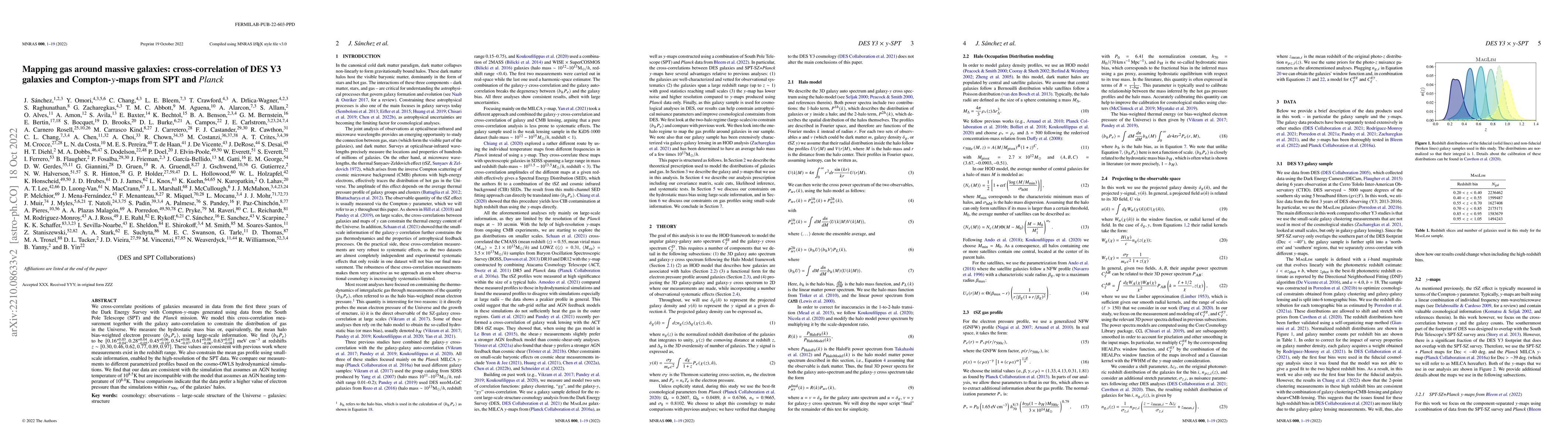 Thumbnail for Mapping gas around massive galaxies: cross-correlation of DES Y3
  galaxies and Compton-$y$-maps from SPT and Planck