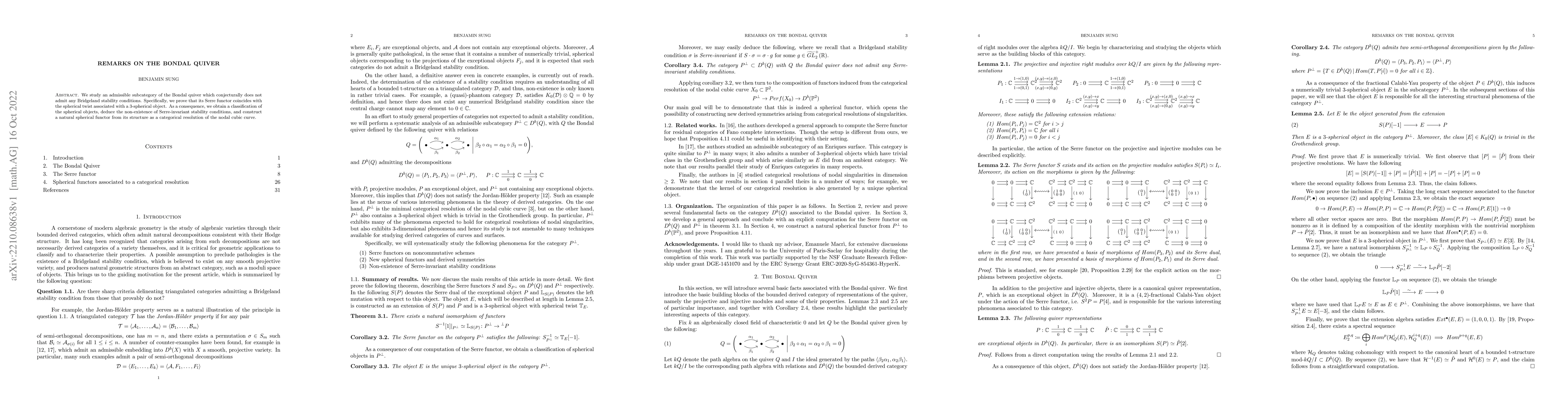 Thumbnail for Remarks on the Bondal quiver