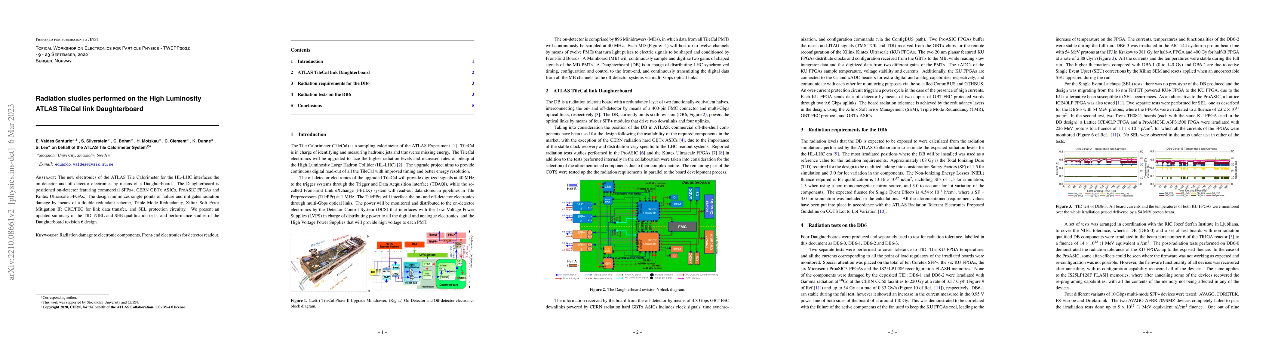 Thumbnail for Radiation studies performed on the High Luminosity ATLAS TileCal link
  Daughterboard