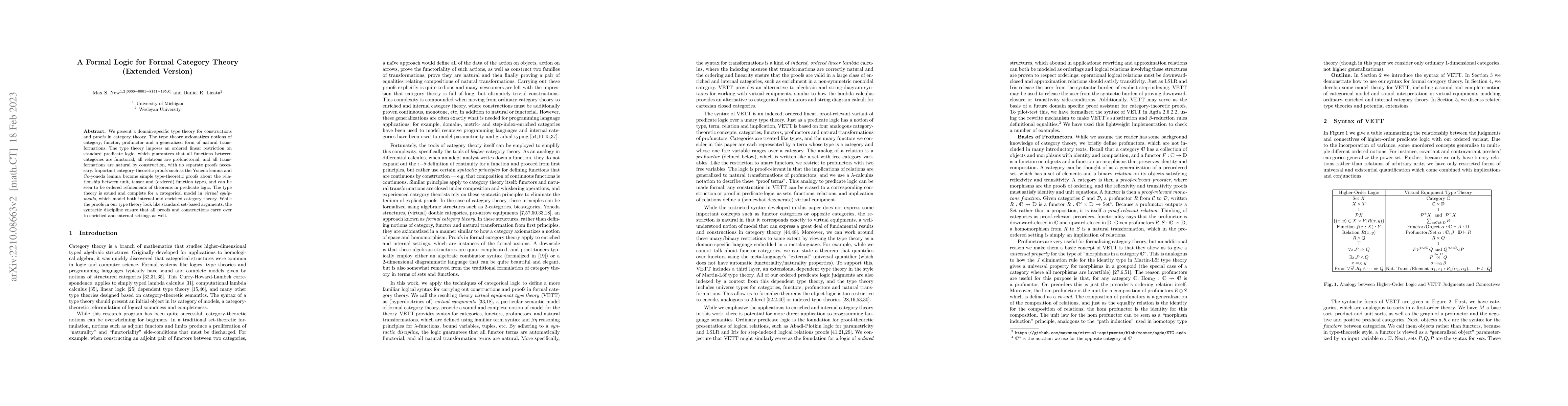 Thumbnail for A Formal Logic for Formal Category Theory (Extended Version)