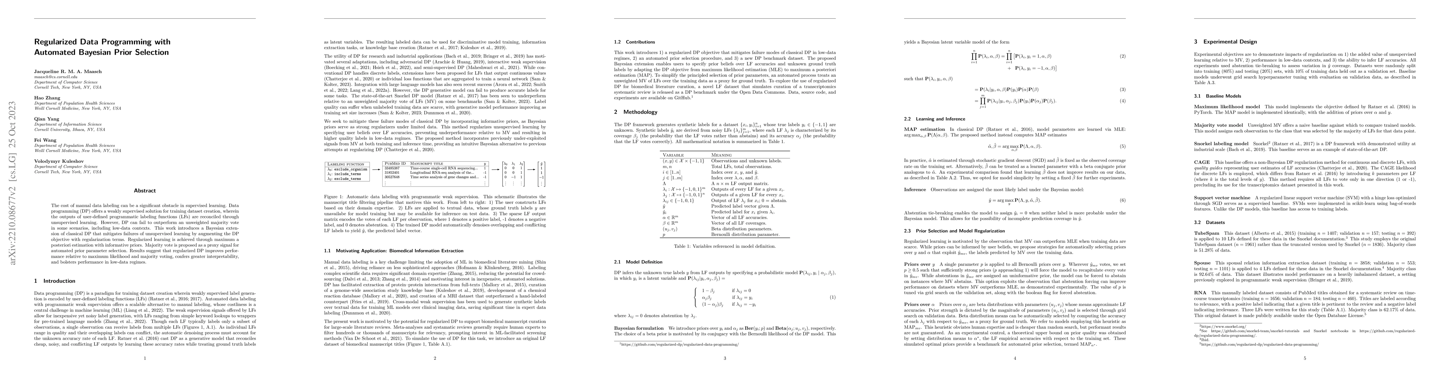 Thumbnail for Regularized Data Programming with Automated Bayesian Prior Selection