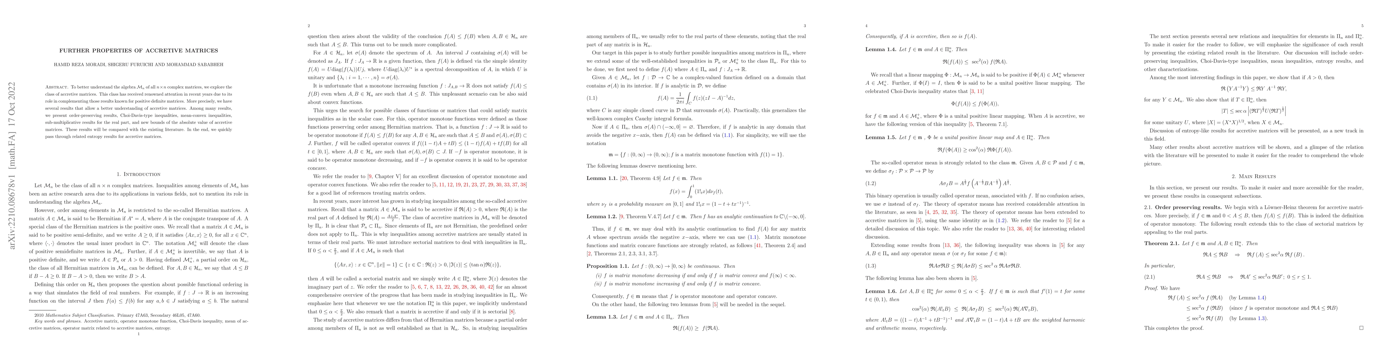 Thumbnail for Further Properties of Accretive Matrices