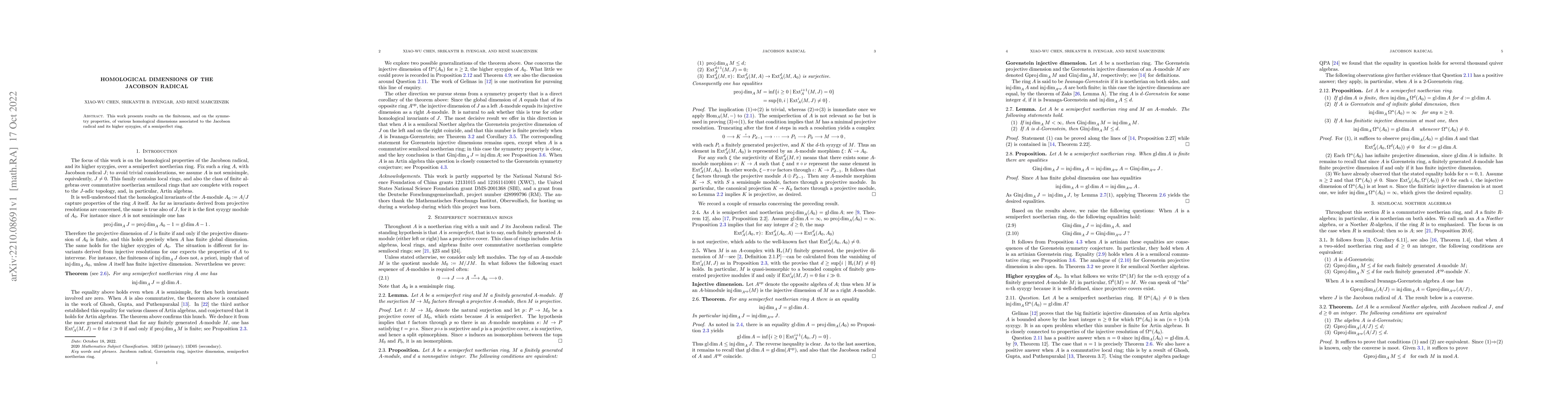 Thumbnail for Homological dimensions of the Jacobson radical