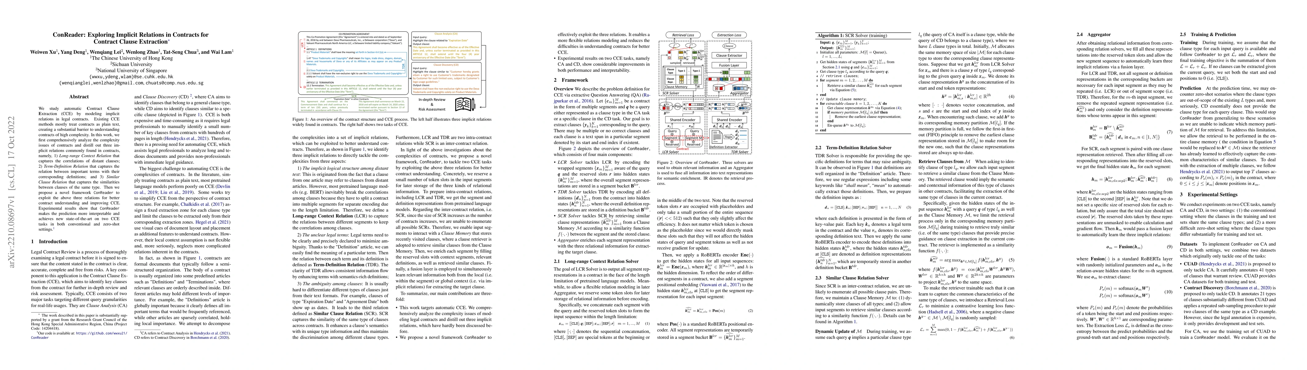 Thumbnail for ConReader: Exploring Implicit Relations in Contracts for Contract Clause
  Extraction