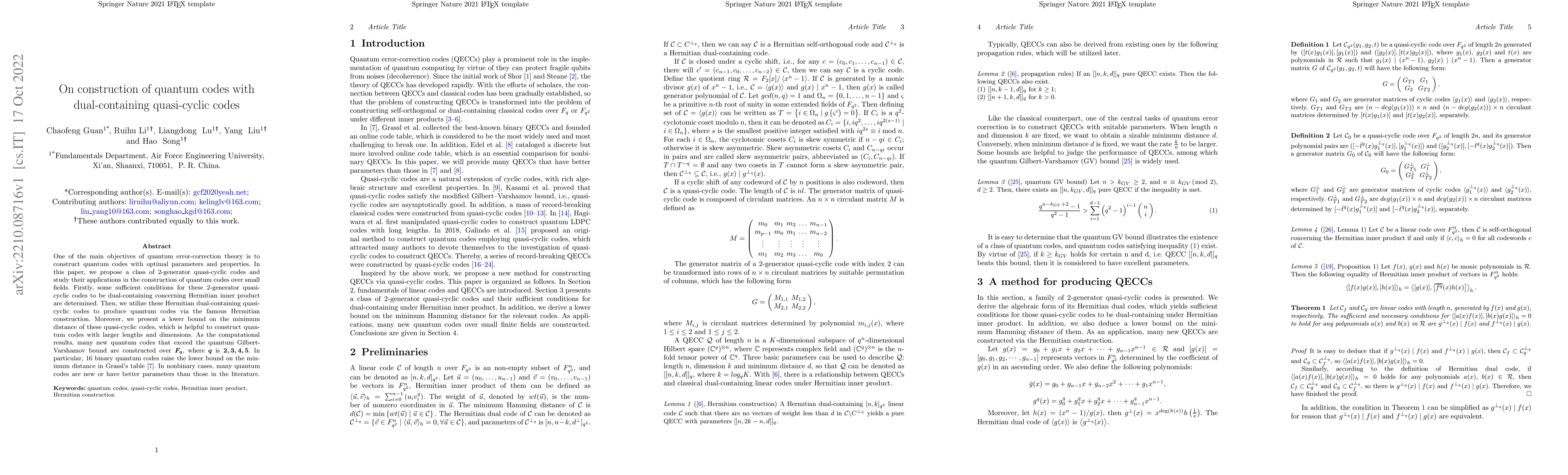 Thumbnail for On construction of quantum codes with dual-containing quasi-cyclic codes