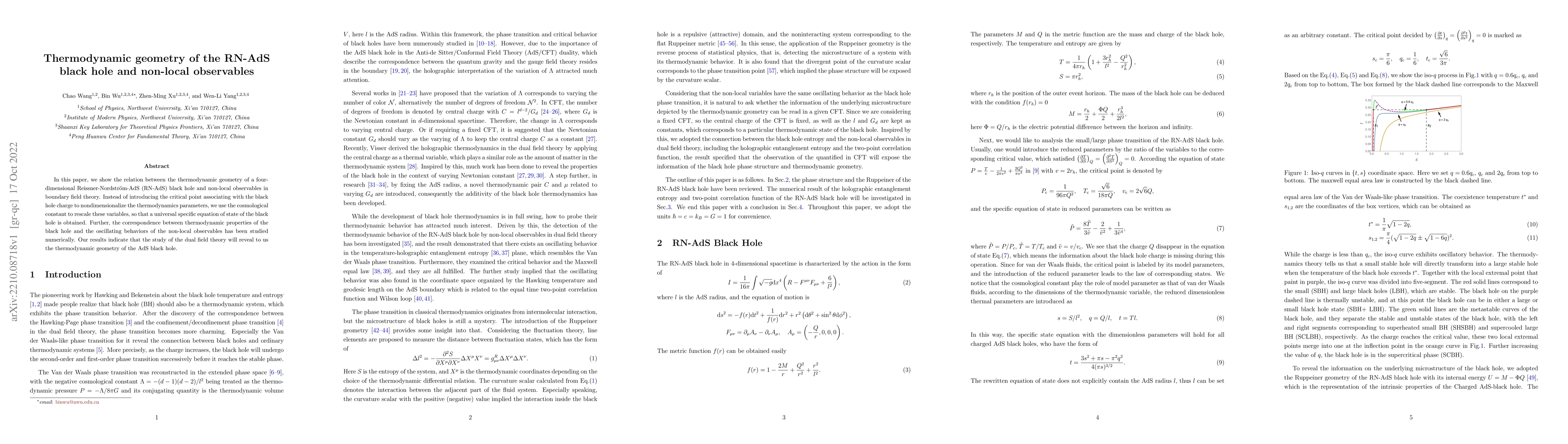 Thumbnail for Thermodynamic geometry of the RN-AdS black hole and non-local
  observables
