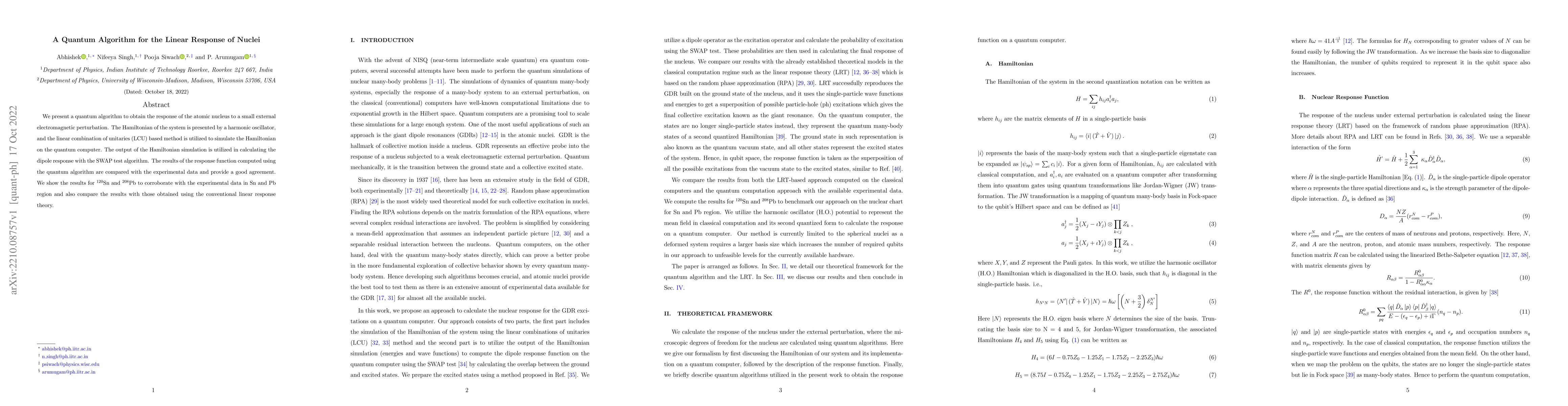 Thumbnail for A Quantum Algorithm for the Linear Response of Nuclei