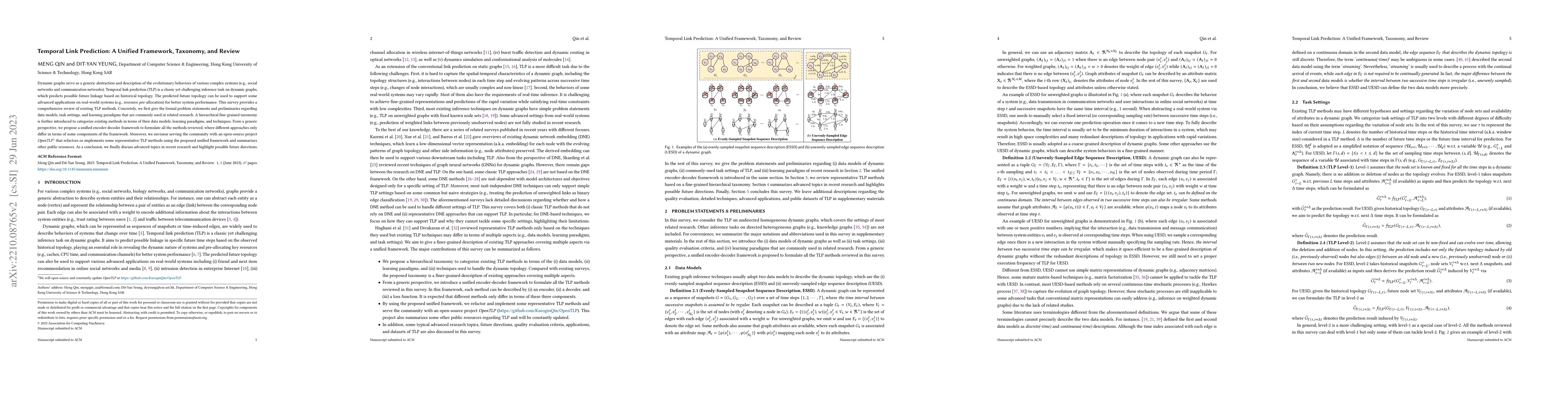 Thumbnail for Temporal Link Prediction: A Unified Framework, Taxonomy, and Review