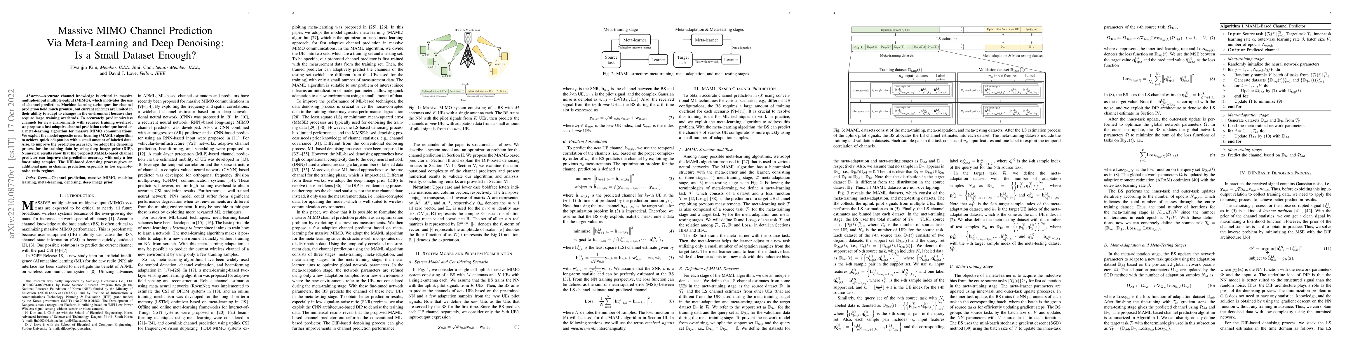 Thumbnail for Massive MIMO Channel Prediction Via Meta-Learning and Deep Denoising: Is
  a Small Dataset Enough?