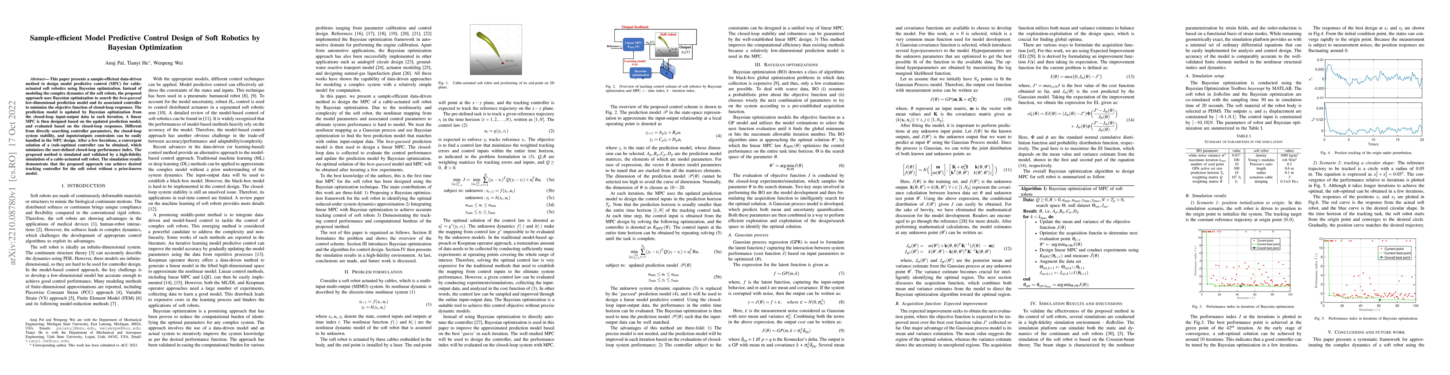 Thumbnail for Sample-efficient Model Predictive Control Design of Soft Robotics by
  Bayesian Optimization