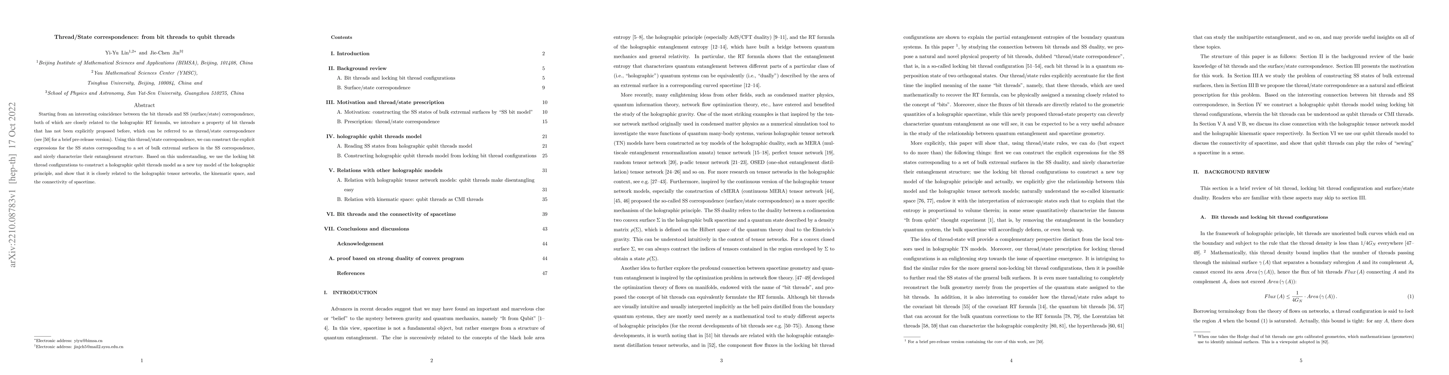 Thumbnail for Thread/State correspondence: from bit threads to qubit threads