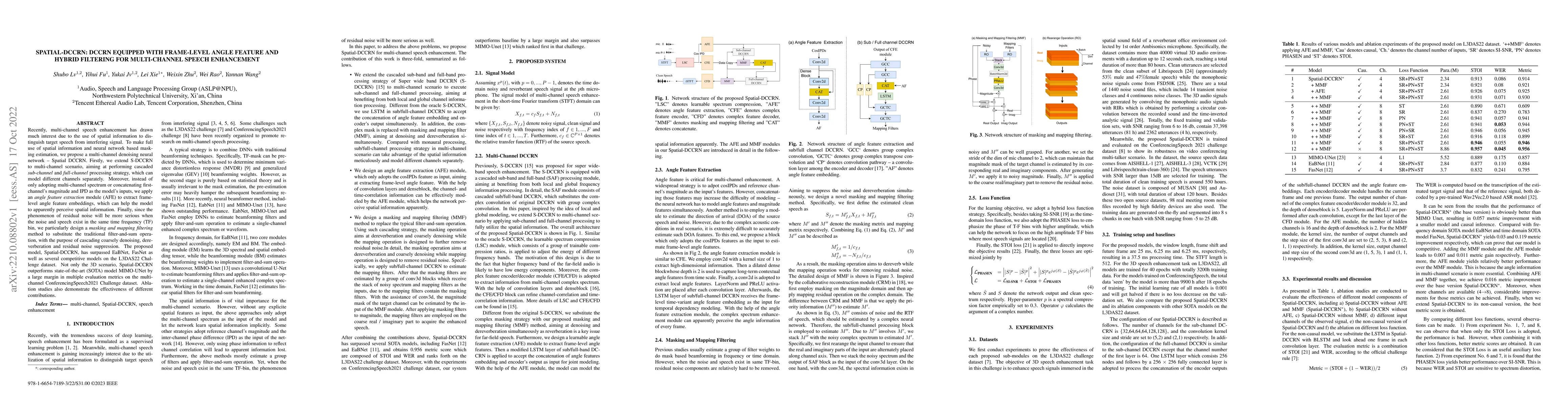 Thumbnail for spatial-dccrn: dccrn equipped with frame-level angle feature and hybrid
  filtering for multi-channel speech enhancement