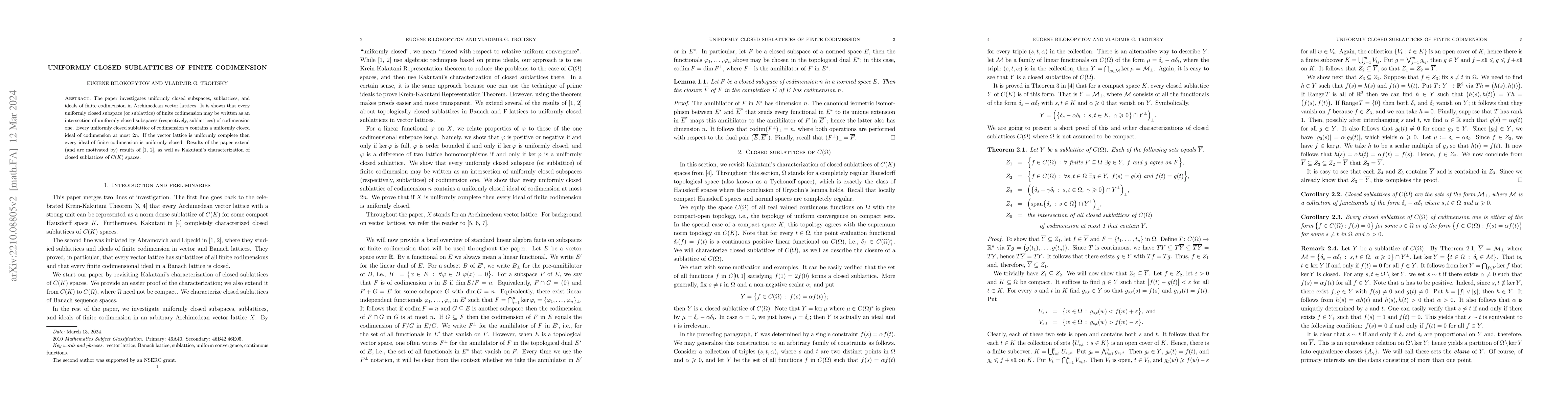 Thumbnail for Uniformly closed sublattices of finite codimension