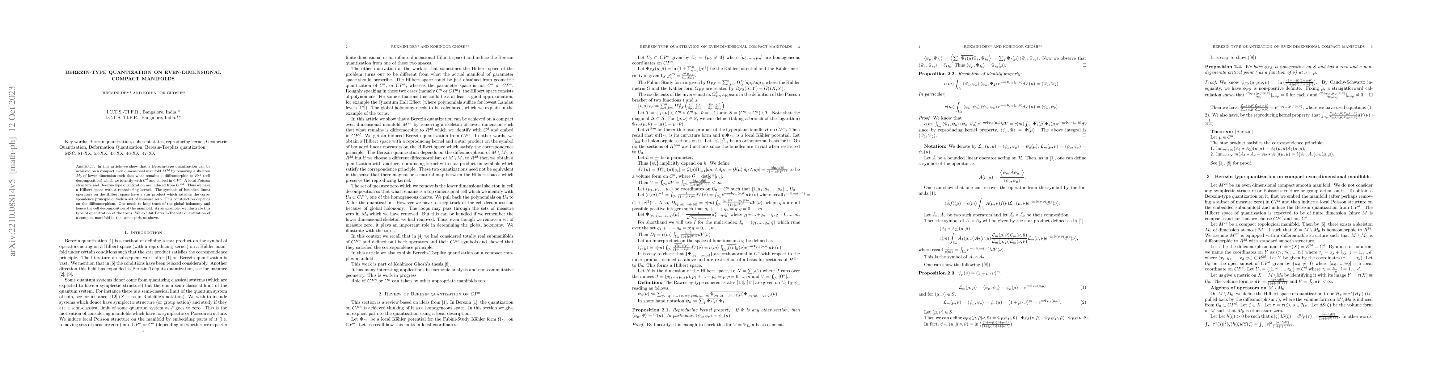 Thumbnail for Berezin-type quantization on even-dimensional compact manifolds