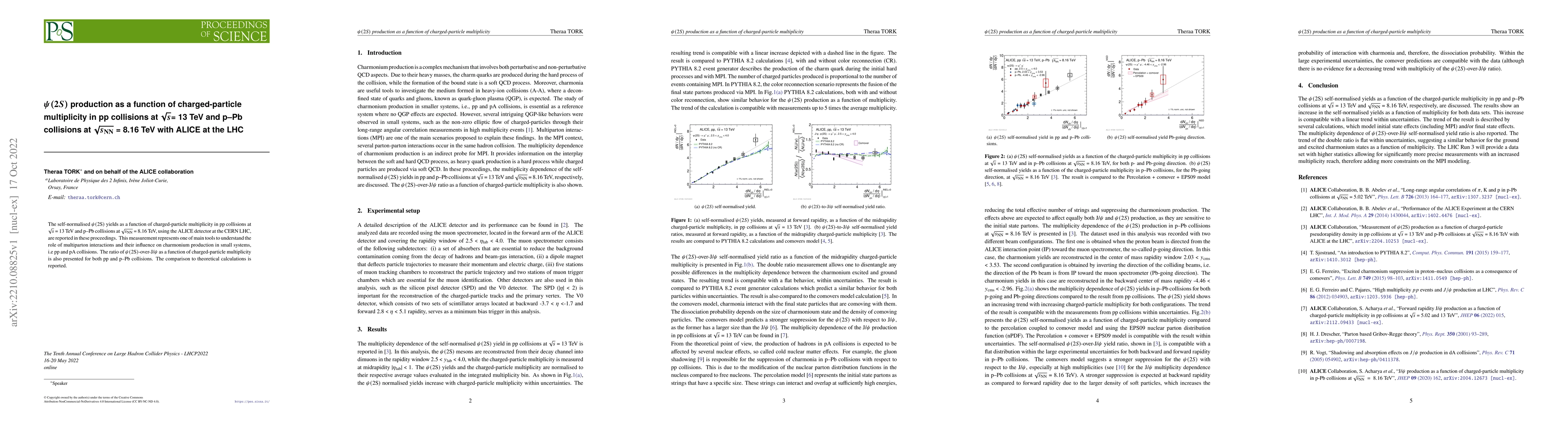 Thumbnail for \psi(2S) production as a function of charged-particle multiplicity in pp
  collisions at $\sqrt{s}$= 13 TeV and p--Pb collisions at
  $\sqrt{s_{\mathrm{NN}}}$= 8.16 TeV with ALICE at the LHC