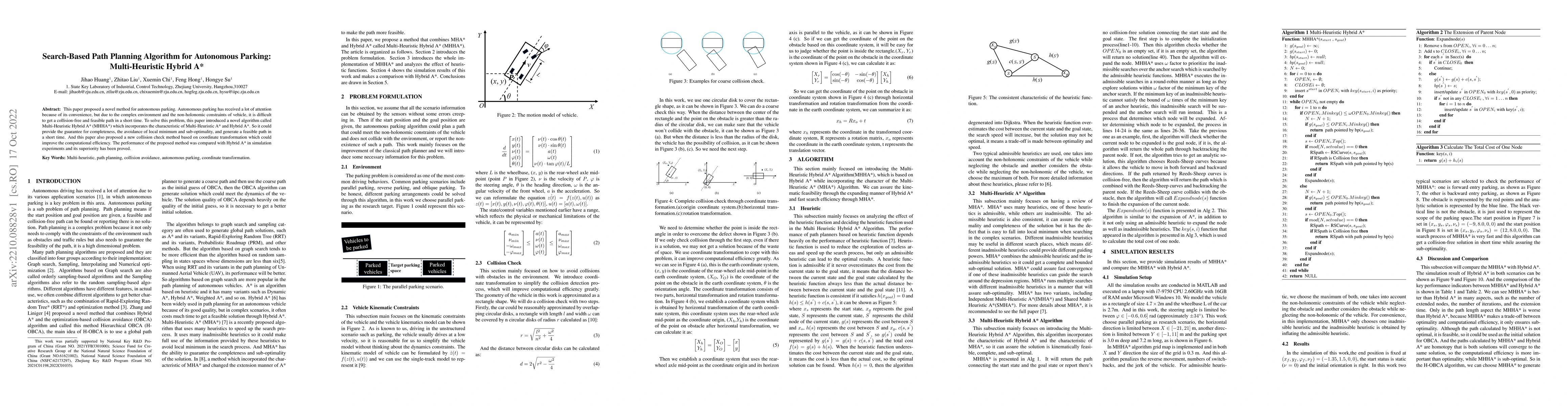 Thumbnail for Search-Based Path Planning Algorithm for Autonomous
  Parking:Multi-Heuristic Hybrid A*