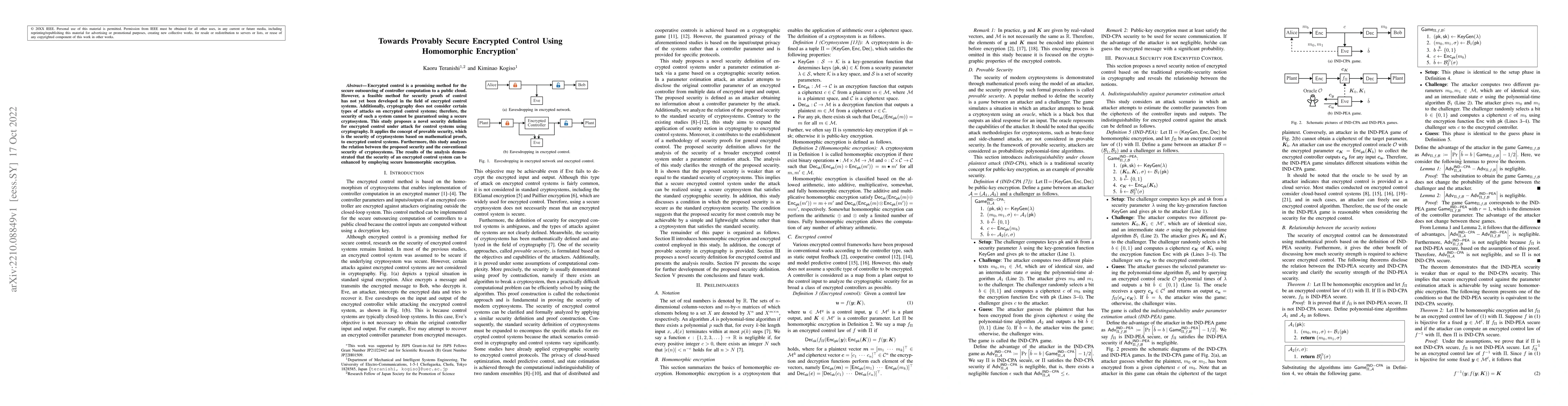 Thumbnail for Towards Provably Secure Encrypted Control Using Homomorphic Encryption