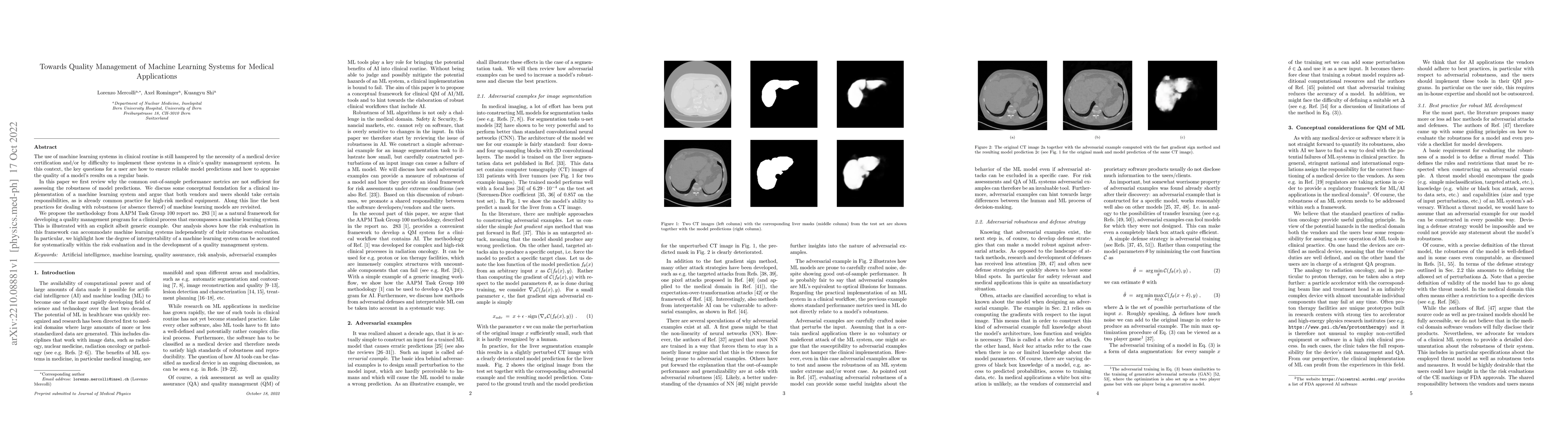 Thumbnail for Towards Quality Management of Machine Learning Systems for Medical
  Applications