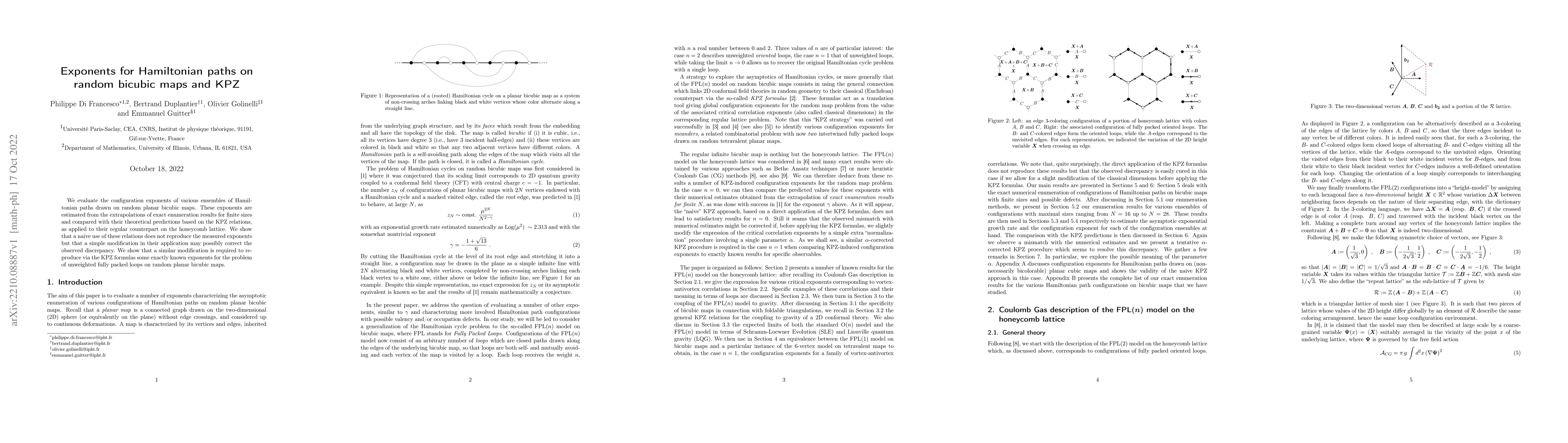 Thumbnail for Exponents for Hamiltonian paths on random bicubic maps and KPZ