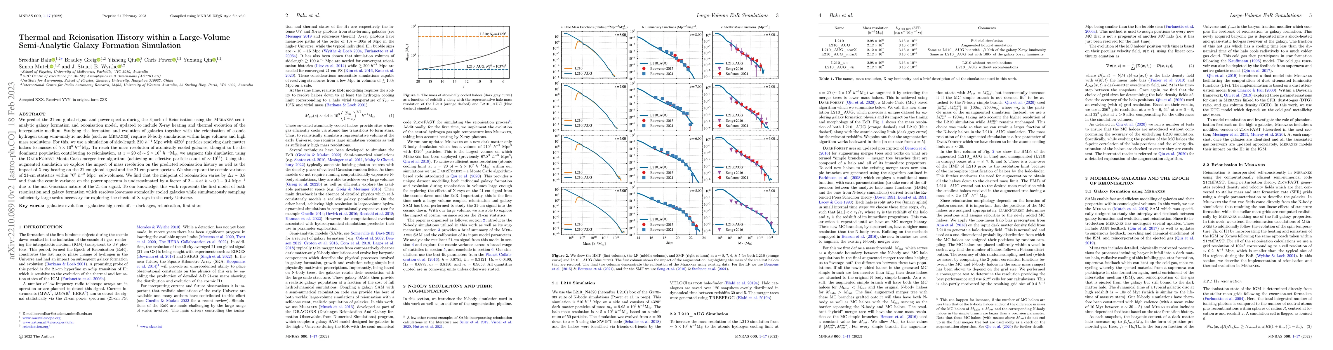 Thumbnail for Thermal and Reionisation History within a Large-Volume Semi-Analytic
  Galaxy Formation Simulation