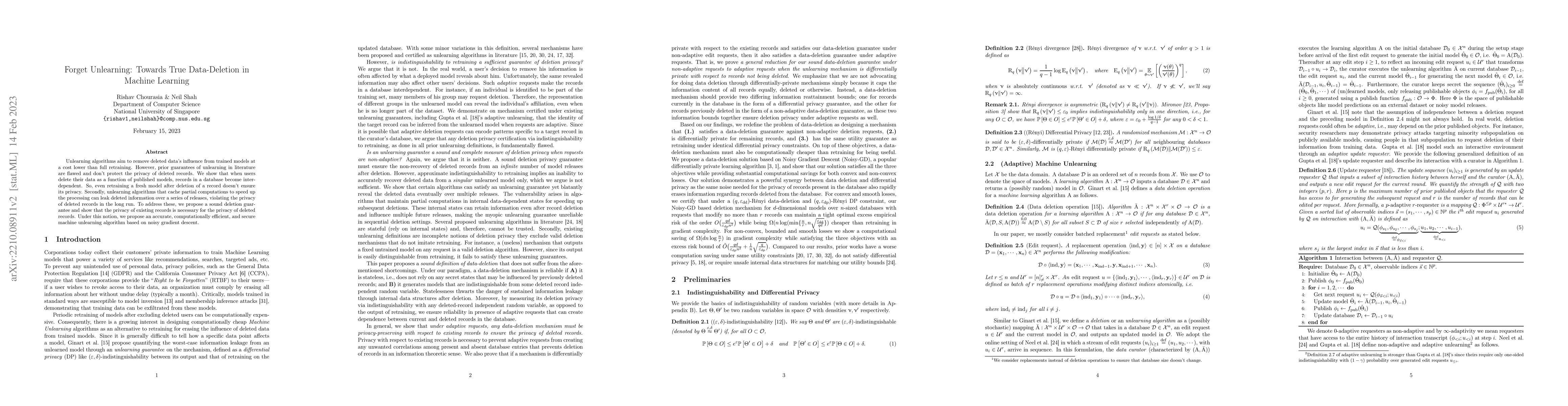 Thumbnail for Forget Unlearning: Towards True Data-Deletion in Machine Learning